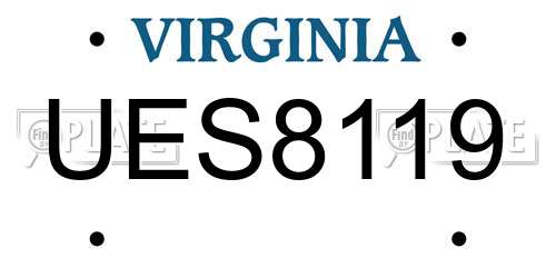UES8119 Virginia License Plate