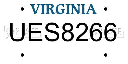 UES8266 Virginia License Plate