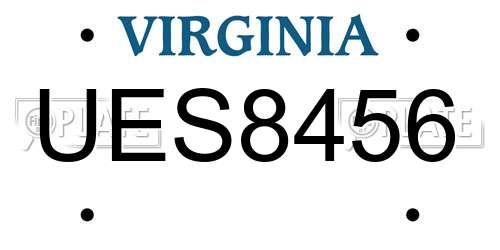 UES8456 Virginia License Plate