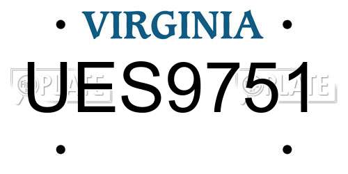UES9751 Virginia License Plate