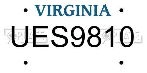 UES9810 Virginia License Plate