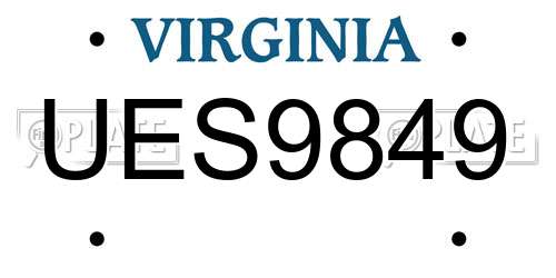 UES9849 Virginia License Plate