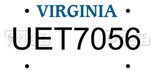 UET7056 Virginia License Plate