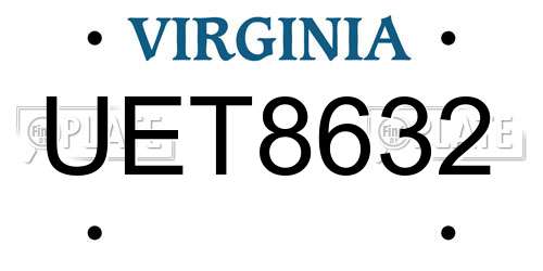 UET8632 Virginia License Plate
