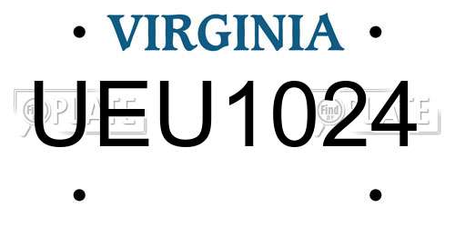 UEU1024 Virginia License Plate