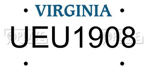 UEU1908 Virginia License Plate