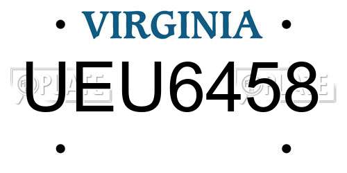 UEU6458 Virginia License Plate