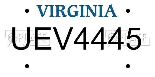 UEV4445 Virginia License Plate