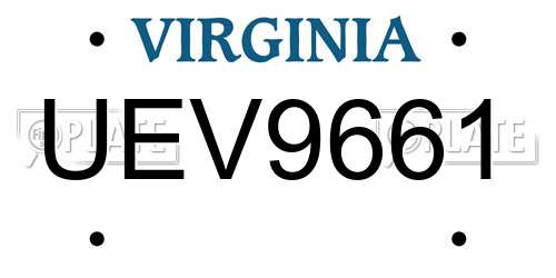 UEV9661 Virginia License Plate