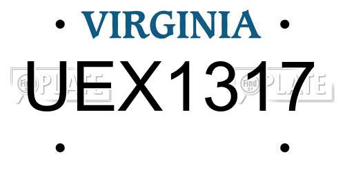 UEX1317 Virginia License Plate