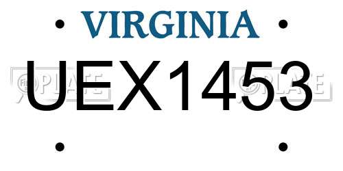 UEX1453 Virginia License Plate