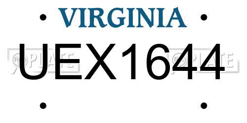UEX1644 Virginia License Plate