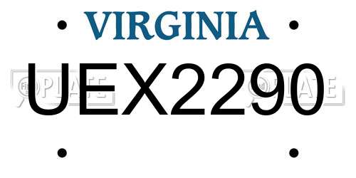 UEX2290 Virginia License Plate