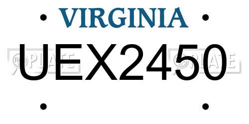 UEX2450 Virginia License Plate