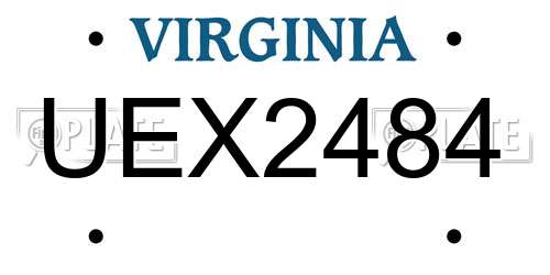 UEX2484 Virginia License Plate