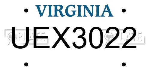 UEX3022 Virginia License Plate