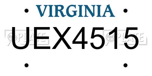 UEX4515 Virginia License Plate