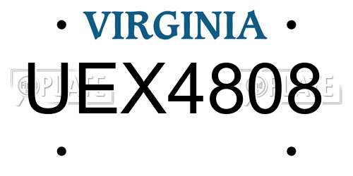 UEX4808 Virginia License Plate