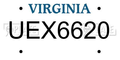 UEX6620 Virginia License Plate