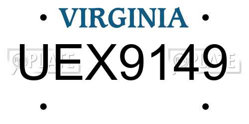 UEX9149 Virginia License Plate
