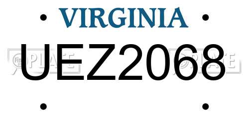 UEZ2068 Virginia License Plate
