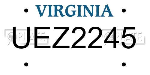 UEZ2245 Virginia License Plate