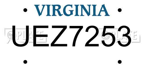 UEZ7253 Virginia License Plate