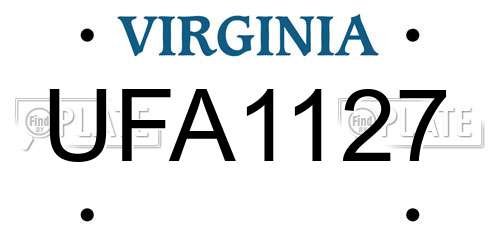 UFA1127 Virginia License Plate