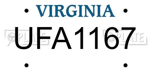 UFA1167 Virginia License Plate