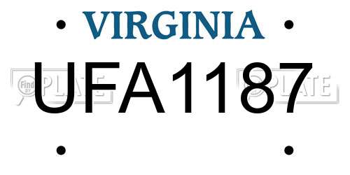 UFA1187 Virginia License Plate