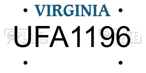 UFA1196 Virginia License Plate