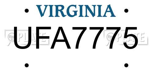 UFA7775 Virginia License Plate