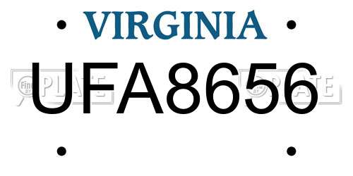 UFA8656 Virginia License Plate
