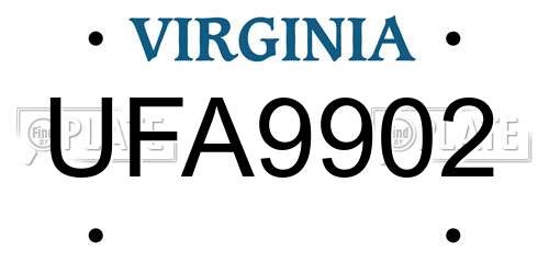 UFA9902 Virginia License Plate