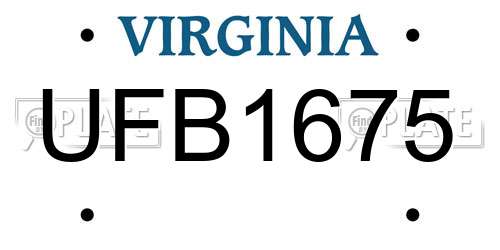 UFB1675 Virginia License Plate
