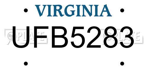 UFB5283 Virginia License Plate