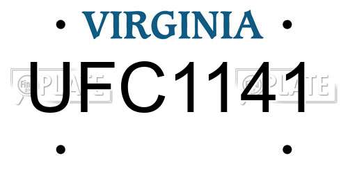 UFC1141 Virginia License Plate