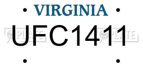 UFC1411 Virginia License Plate
