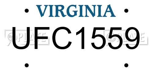 UFC1559 Virginia License Plate