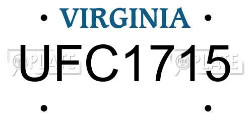 UFC1715 Virginia License Plate