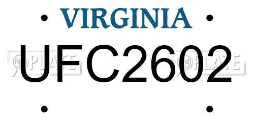 UFC2602 Virginia License Plate