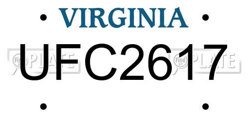 UFC2617 Virginia License Plate