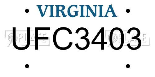 UFC3403 Virginia License Plate