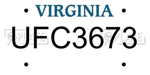 UFC3673 Virginia License Plate