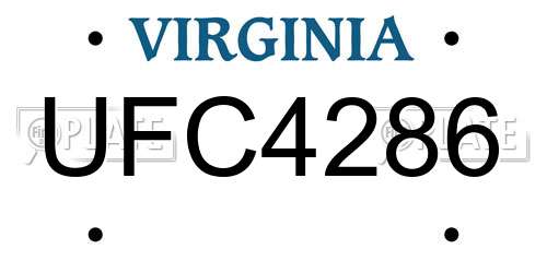 UFC4286 Virginia License Plate