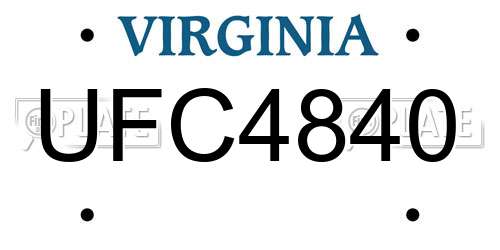 UFC4840 Virginia License Plate