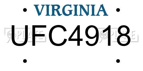 UFC4918 Virginia License Plate