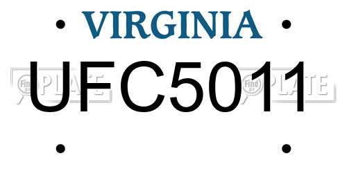 UFC5011 Virginia License Plate