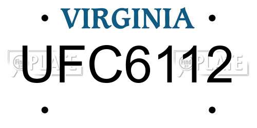 UFC6112 Virginia License Plate