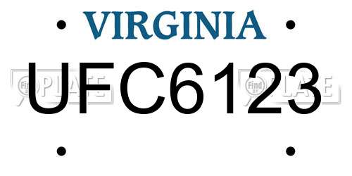 UFC6123 Virginia License Plate